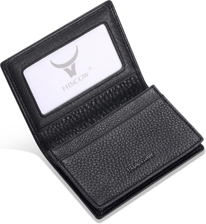 Leather Business Card Case Holder for Men & Women, Italian Calfskin