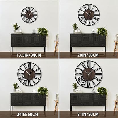 Large Wall Clock for Living Room Decor, 16 Inch Non Ticking Silent, Battery Operated Modern Vintage Oversized Wall Clock for Bedroom Kitchen