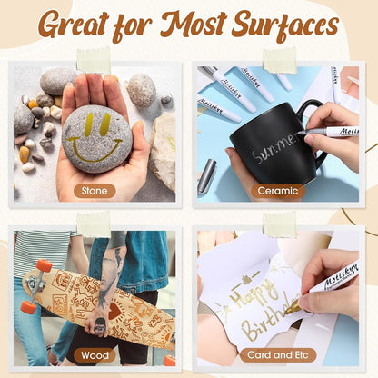 48 Pcs Metallic Permanent Markers Bulk Metallic Marker Pens Medium Tip Quick Dry Paint Pen for Classroom DIY Crafts Artist Illustration Gift Card Making (Gold and Silver)