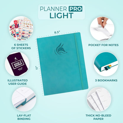 Clever Fox Planner PRO Light – Weekly & Monthly Life Planner to Increase Productivity, Time Management and Hit Your Goals, 8.5x11″ (Turquoise)
