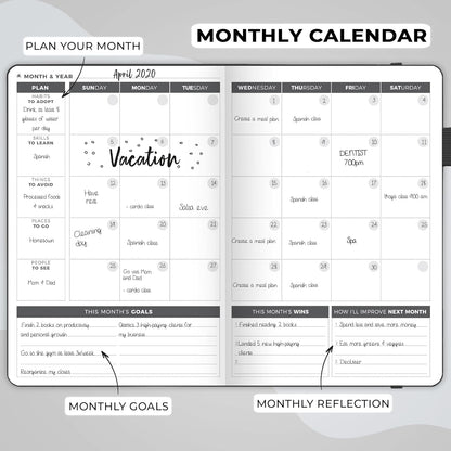 Clever Fox Planner – Undated Weekly & Monthly Planner for Productivity, Time Management & Goals – Organizer Journal – A5 (Black)