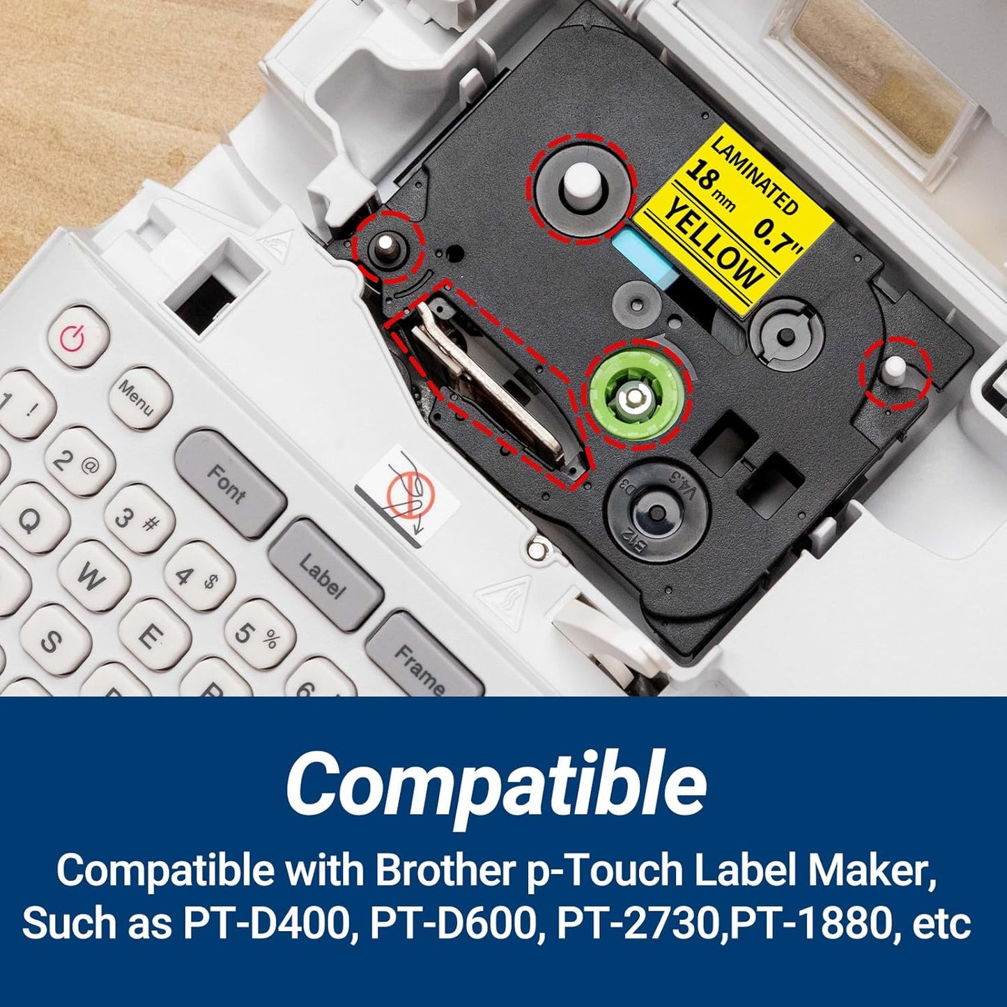 Labelife 18mm Label Tape Replacement for Brother P Touch TZe TZ Tape 18mm 0.7 Laminated TZe-641 TZe641 TZ641 for Ptouch PTD600 PTD400AD PT1880 Label Maker, 4-Pack Black on Yellow 3/4"