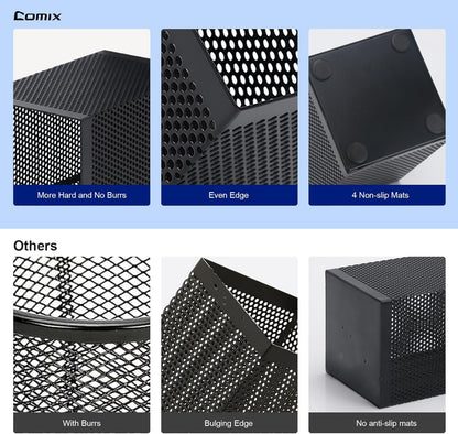Comix Mesh Pen Holder Desk, Wire Pencil Holder with Foam Pad and Non-Slip Bottom Office Supplies Desk Organizer for Home Office School, 1 Pack