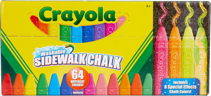 Crayola Ultimate Washable Chalk Collection (64ct), Bulk Outdoor Sidewalk Chalk for Kids, Anti-Roll Sticks, Recess Toys for Kids, Back to School Gifts
