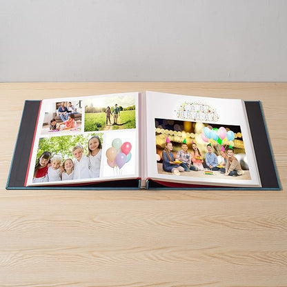 Photo Album Self Adhesive 3x5 4x6 5x7 6x8 8x10 8.5x11 11x10.6 Magnetic Scrapbook Album DIY Length 11x10.6 Inch 40 Pages Linen Cover DIY Photo Album with A Metallic Pen and and Plastic Board(Sky Blue)