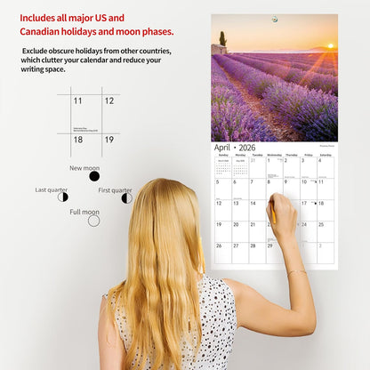 2026 Wall Calendar,Calendar 2026, July 2025 - December 2026, Wall Calendar Sunset, 12" x 24" Opened,Full Page Months Thick & Sturdy Paper for Calendar Organizing & Planning