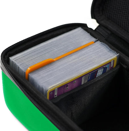 Quiver Time Green Bolt Card Carrying Case fits Pokemon Cards and other TCG Games - Storage Bag for Playing/Trading Cards and Deck Box (Straps, Dividers & 100 Apollo Card Sleeves)