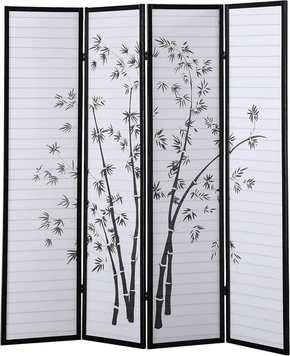 NicBex Room Divider 4 Panel Room Dividers with Oriental Style Partition Room Dividers and Folding Privacy Screens Wall Divider for Home, Office, Room Separation,72" W x 1" D x 71" H, Black