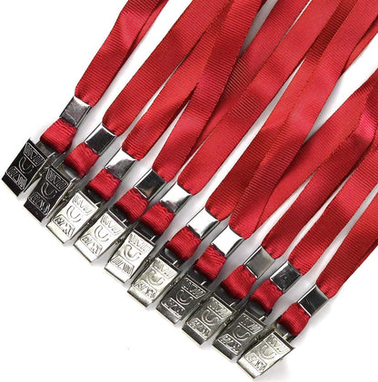 Beebel Red Lanyards 100 Pack Nylon Flat Badge Lanyard Bulldog Clip for Id Badge Name Tag (Red, 100 Pack)