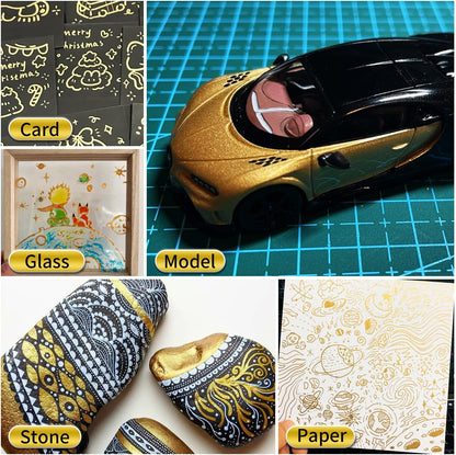 Gold Paint Pens Permanent Paint Markers 12 Pack Oil Based Markers, Quick Drying and Waterproof Marker Pen, Car Tire, Metal, Rock Painting, Wood, Ceramic, Plastic, Canvas, Mugs, Medium Tip