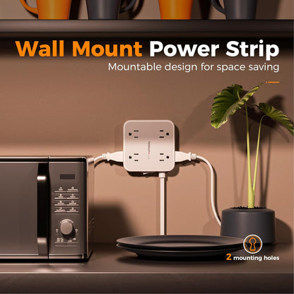 Surge Protector Power Strip, TESSAN Flat Plug Extension Cord with Multiple Outlets, 8 AC Outlets, 3 USB Ports(2 USB C), 5 Ft, 900 Joules Protection, 3-Sided Charging Station for Home Office Dorm Room