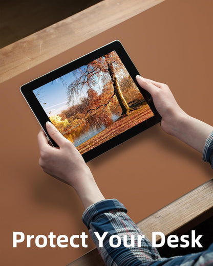 Large Desk Mat 55" x 17"Leather Desk Pad Protector,Mouse Pad,Office Desk Mat, Non-Slip PU Leather Desk Blotter,Waterproof Keyboard mat for Office/Home/Decor (Brown)