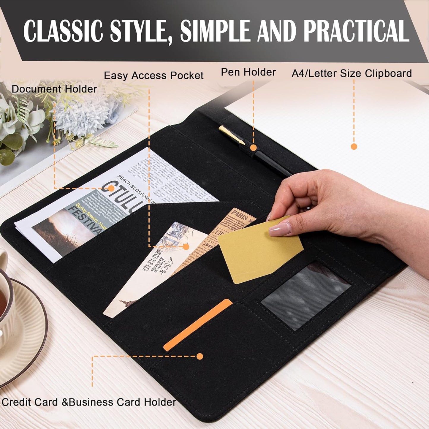 AZXCG Portfolio Binder,Leather Portfolio for Men and Women,Legal Pads Padfolio, Resume Folder with Card Holder,Professional Business Padfolio for Meetings and Interviews