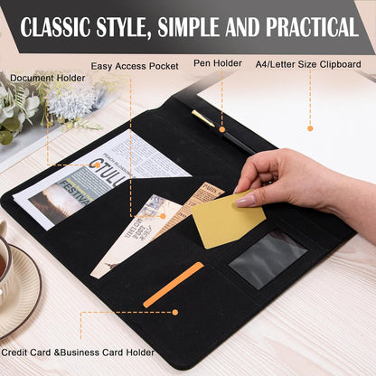 AZXCG Portfolio Binder,Leather Portfolio for Men and Women,Legal Pads Padfolio, Resume Folder with Card Holder,Professional Business Padfolio for Meetings and Interviews
