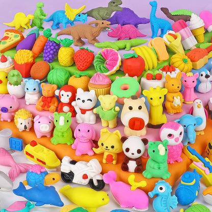90 Pack Animal Pencil Erasers for Kids, 3D Mini Puzzle Take Apart Erasers, Desk Pets & Treasure Box Toys, Bulk Party Favors, Classroom Prizes, School Supplies, Gift for Boys & Girls