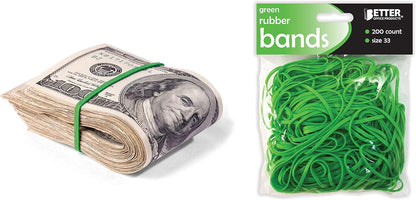 Better Office Products 200 Bright Green Rubber Bands, Size 33, 200/Bag