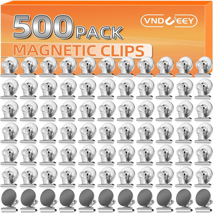 VNDUEEY 500 Pack Fridge Magnets Magnetic Clips, Whiteboard Magnets Refrigerator Magne, Magnetic Paper Clip Holder, Strong Magnet Clips for Home, Office, Teaching, School Locker