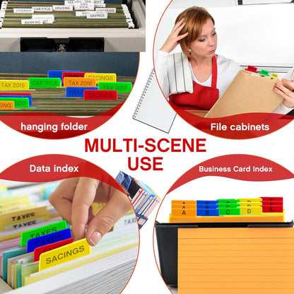 Gueevin 2 Inch Insertable Self Adhesive Tabs with Printable Inserts Clear Index Tabs Self Adhesive Colored Page Marker Repositionable Tag for Bible Divider Notebook File Folder Book Binder(100 Pieces)