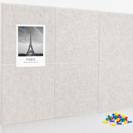 AKTOP Cork Board Bulletin Board 24"x36", 6 Pack Removable Felt Cork Board Tiles for Wall, Large Corkboard Notice Pin Board for Office, School & Home,24 Safe Adhesive Tabs, 20 Push Pins, Latte
