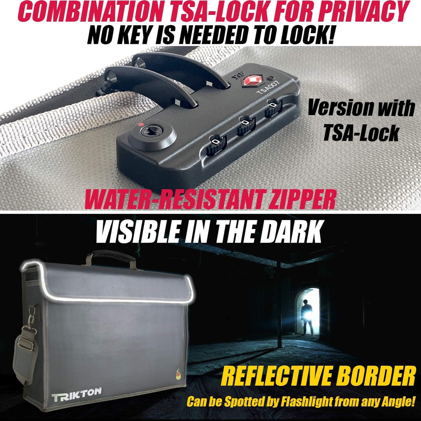 Fireproof and Waterproof Document Bag XXL 17.5x13x5 with TSA Lock, Fits A3 and Oversized Legal Files, High-Viz Design, Lock Box for Travel and Documents, Developed by USA Engineers and Firefighters