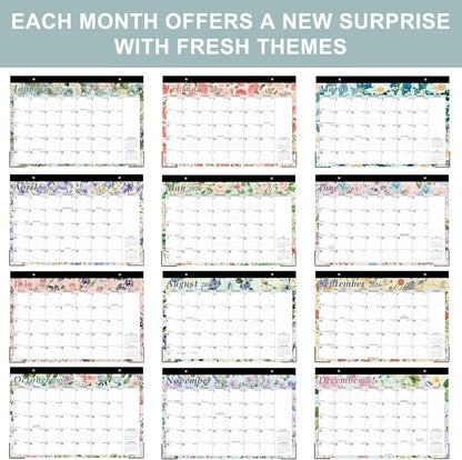 Lbylyhxc Desk Calendar 2026-2027, 18-Month School Year Calendar 2026-2027, January 2026 to June 2027, Large Desktop Calendar Monthly for Teacher with Corner Protectors 17" X 12" (Vintage Flowers Desk Calendar, 17x12 inches)