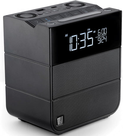 Sound Rise II, SFQ-16: Bedside Alarm Clock Radio & Bluetooth Speaker, with Large Display Screen, FM Radio, Fast USB Charging, and Nature Sound