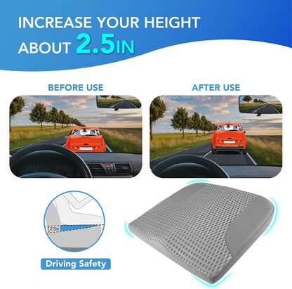 Car Seat Cushion, Comfortable Memory Foam Seat Pillow for Driving, Sciatica-Back Pain Relief, Cushion for Car-Truck, Office, Wheelchair - Dark Grey