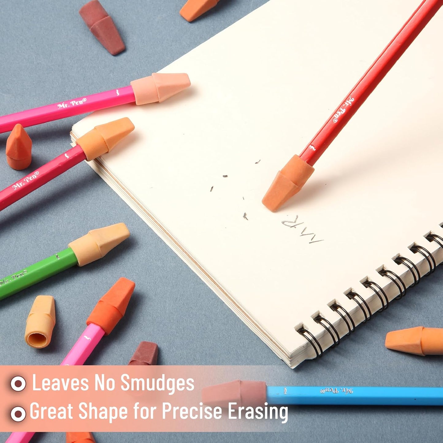 Mr. Pen- Pencil Top Erasers, 120 Pack, 6 Different Sunset Orange Colors, Latex-Free & No Smudge Pencil Eraser Tops