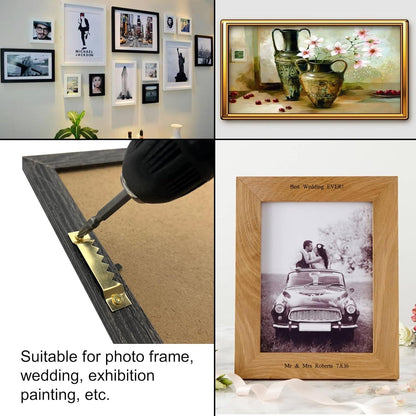 50 Pack Large Sawtooth Picture Hangers Steel Picture Hangers Picture Frames Hangers with Screws Picture Hang Solutions, for Hanging Clock Paintings Artwork Picture Frame Hook Photos (Gold)