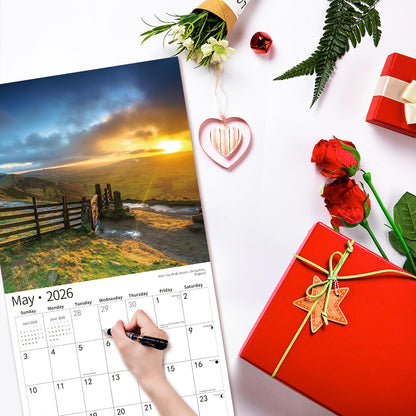 2026 Wall Calendar,Calendar 2026, July 2025 - December 2026, Wall Calendar Sunset, 12" x 24" Opened,Full Page Months Thick & Sturdy Paper for Calendar Organizing & Planning