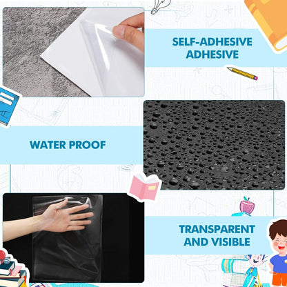 Outus Self Adhesive Shop Ticket Holders Clear Plastic Sleeves Adhesive Pockets Work Order Job Ticket Holders for Home Office Posting Signs(11 x 8.5 Inch,60 Pcs)