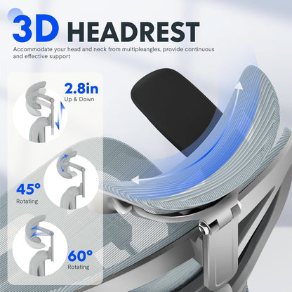 FLEXISPOT ErgoX Premium Ergonomic Office Chair with Footrest- Adjustable 3D Armrests, Dynamic Lumbar Support, Recline & Tilt Function, Mesh Seat, for Home & Office Use,Blue