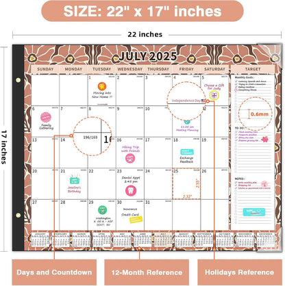 Ospelelf Desk Calendar 2025-2026 Large 22'' x 17'', 2025 Monthly Desktop Calendar, 18 Month Family Calendar, Use July 2025 - Dec 2026