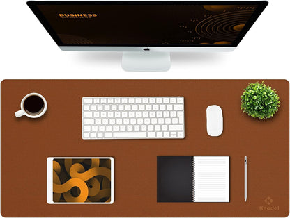 K KNODEL Large Office Leather Desk Mat, Mouse and Keyboard Pad, Computer and Laptop Mat, Desktop Protector and Cover, Writing Pad and Blotter (35.4"x17", Brown)