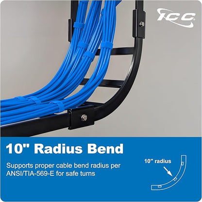ICC Cable Runway Rack 90° Inside Corner, 16-Gauge Steel, Made in USA