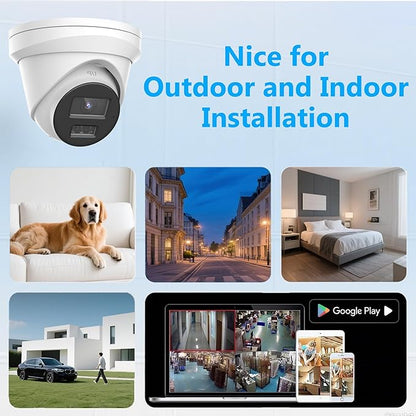 Real HD 12MP PoE IP Turret Security Camera Outdoor Wide Angle 113 Degree, IP67, Support 512G Micro-SD(NOT Included), Plug and Play with K and M Series 12MP NVR
