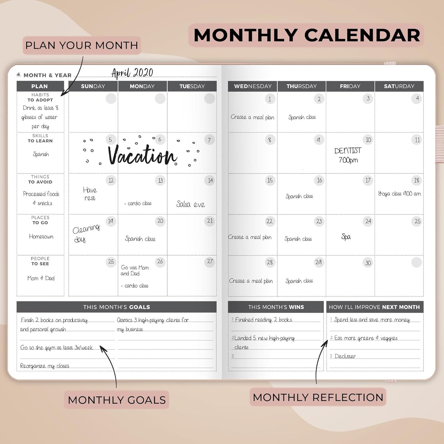 Clever Fox Planner – Undated Weekly & Monthly Planner for Productivity, Time Management & Goals – Organizer Journal – A5 (Rose Gold)