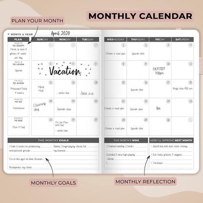 Clever Fox Planner – Undated Weekly & Monthly Planner for Productivity, Time Management & Goals – Organizer Journal – A5 (Rose Gold)
