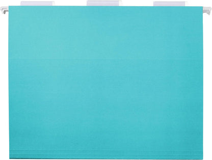 Amazon Basics Hanging File Folders, Letter Size, Aqua, 25-Pack