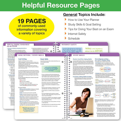 Global Datebooks Dated Middle School or High School Student Planner for Academic Year 2025-2026 Includes Ruler/Bookmark and Planning Stickers (Matrix Style - 7"x9" - Halftone Blue)