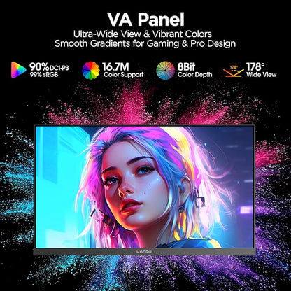 KOORUI 27 inch Gaming Monitor, 240Hz Monitor, 1ms FHD 1080p, Adaptive Sync, 90% DCI-P3 HDMI 2.0/DP 1.4, Xbox PS5 Switch Ready, VESA, Tilt, Black, GN02