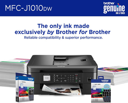 Brother MFC-J1010DW Wireless Color Inkjet All-in-One Printer, Duplex Printing, Mobile & Cloud Print, Compact Design, 1.8" Color Display, Works with Alexa