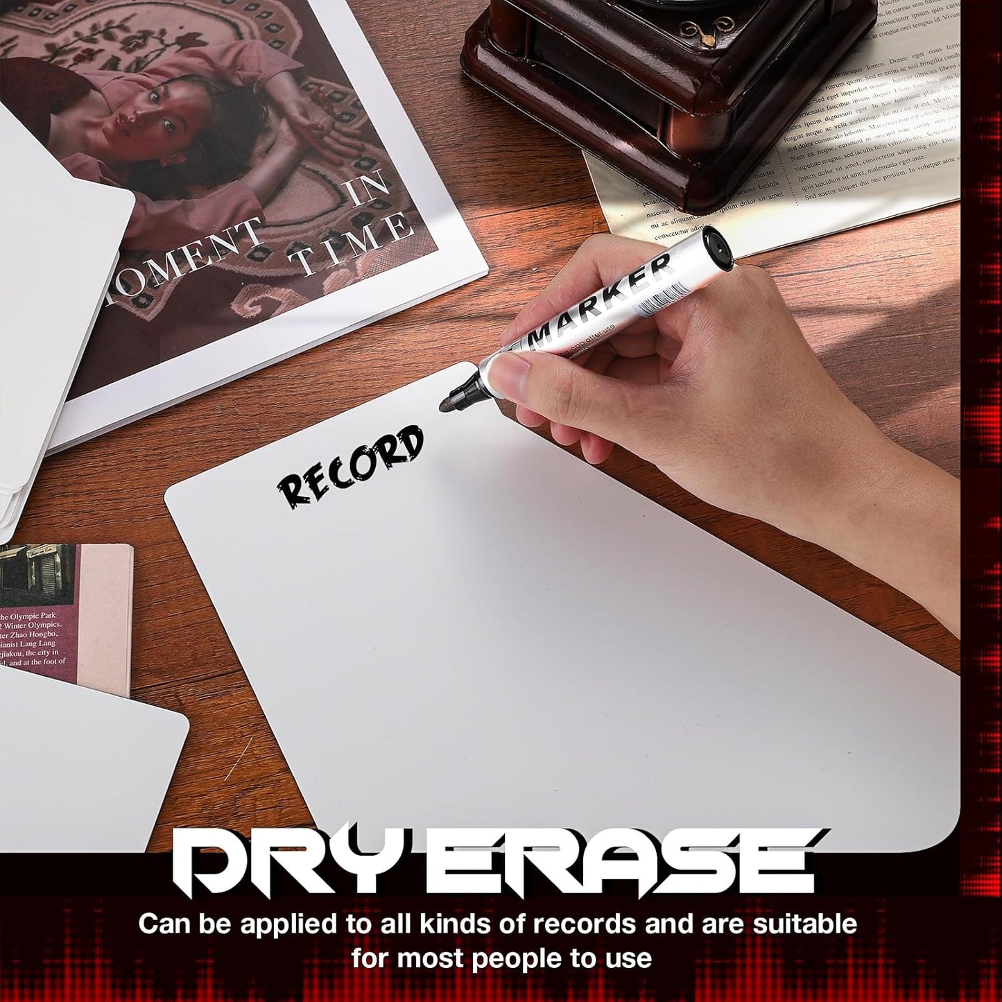 Facmogu 20PCS Vinyl Record Dividers, 12 Inches Reusable Index Card Dividers, Writable Blank DIY Album Vinyl Separators for LP DVD Record Organizer, Horizontal and Vertical Record Storage Card - White