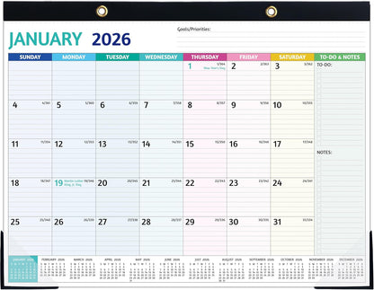 2026 Desk Calendar – Large Desk Calendar 2026, 22'' x 17'', Jan 2026 – Dec 2026, 2026 Desk/Wall Calendar with Desk Pad, To-do Lists, Ruled Blocks, Corner Protectors, Lay Flat ＆ Not Rolled