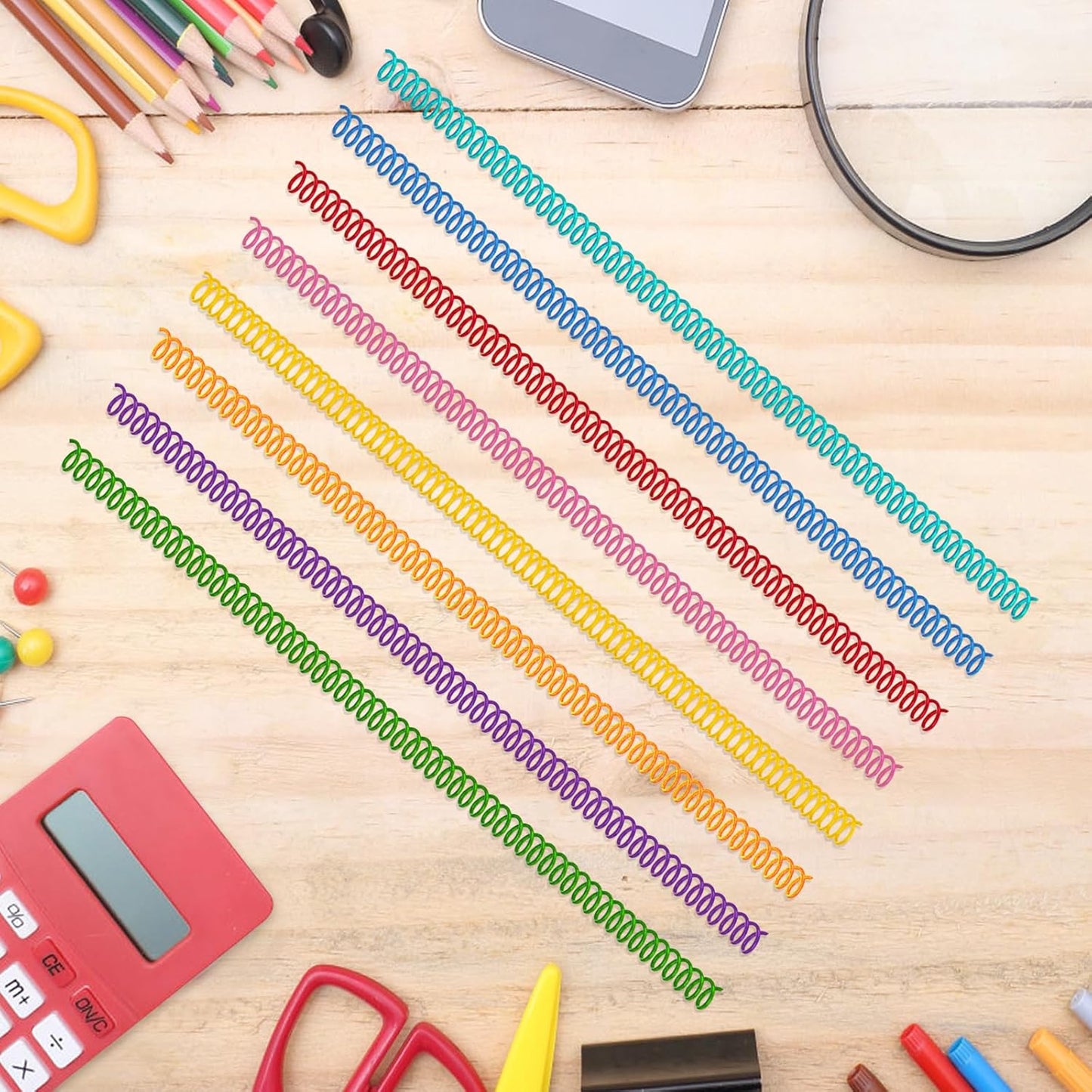 120 Pack Plastic Spiral Binding Coils Binder Binding Spirals Rings Multi Size Spiral Binding Wire Combs Spines Coils, 4:1 Pitch (5/16 Inch,Multicolor)