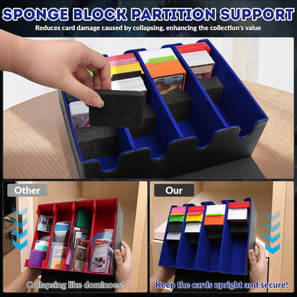 Card Storage Box for Trading Cards, 2800+ Card Deck Case with PU Leather and Magnetic Closure, TCG Storage Box, Suitable for MTG, YuGiOh, and Sports Cards, With 10 Card Dividers ＆ 4 Stoppers