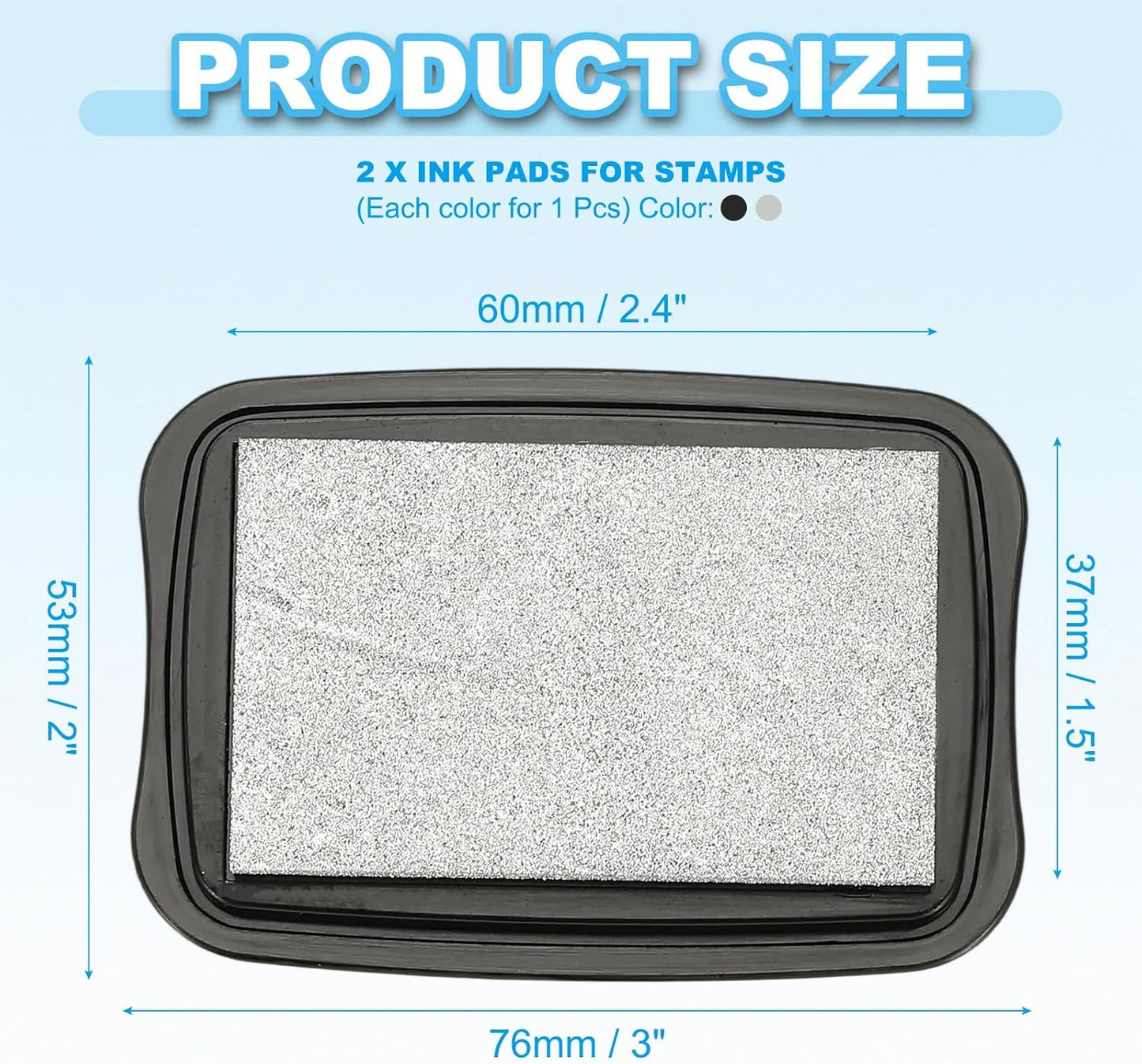PATIKIL 3"x2" Large Stamp Pad, 2Pcs Washable Craft Ink Pad for Rubber Stamp Card Making Stamping Scrapbook Fingerprint Handprint, Silver/Black