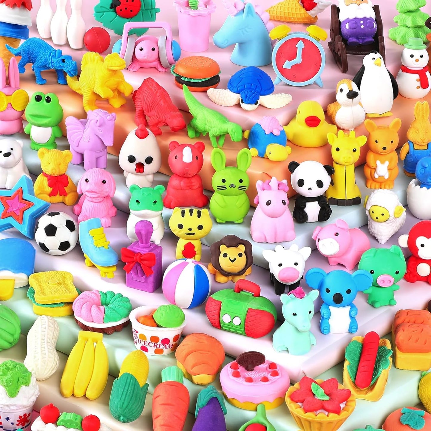 60 Pack Animal Pencil Erasers for Kids, 3D Mini Puzzle Take Apart Erasers, Desk Pets & Treasure Box Toys, Bulk Party Favors, Classroom Prizes, School Supplies, Gift for Boys & Girls