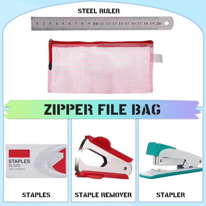 Ludato 39pcs Office Supplies Set - Desk Accessory Kit with Pen Holder Stapler Staples Staple Remover and Paper Clips - Complete Office Stationery Set for Home or Work