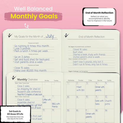 Undated Planner – 90 Day Guided Journal & Productivity Organizer, A5 Daily & Weekly Planner 2025 2026 with Goal Setting, Habit Tracker, To Do List, Academic & Work Calendar, Leather Hardcover - Rose Gold